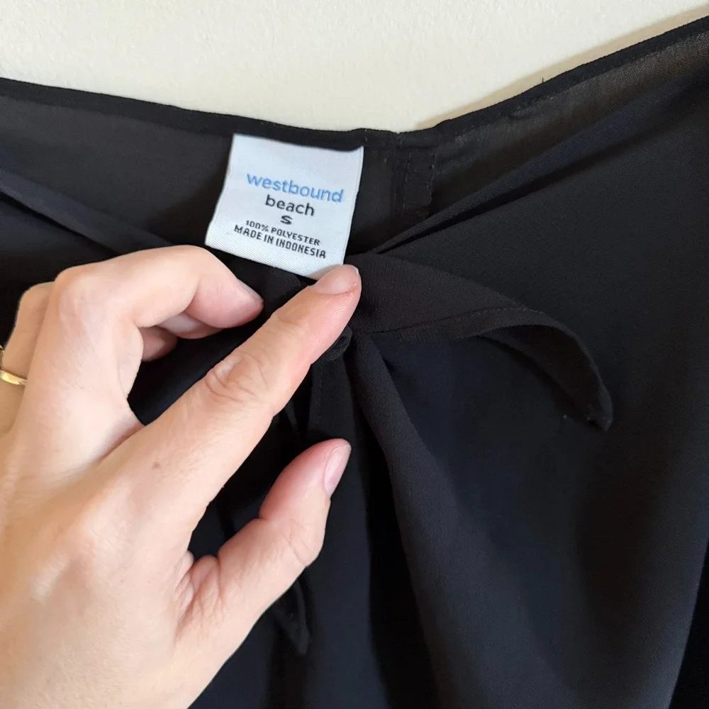 Westbound Beach Swim Coverup Pool Pants Womens Small Black Sheer Elegant Classy